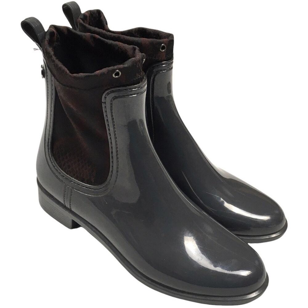 Igor Chelsea Rain Boots Gray Brown Round Toe Block Heel Pull Tab Ankle Women's 9